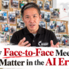 Yuichiro Watabe, CEO of EVERY TRADING, explaining why face-to-face meetings with overseas customers still matter in the AI era