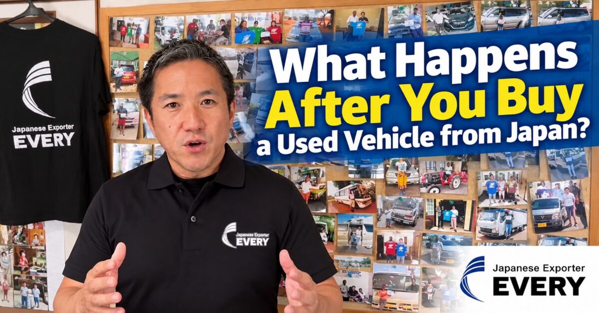 CEO Yuichiro Watabe explaining what happens after buying a used vehicle from Japan and the international shipping process