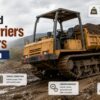 Japanese used crawler carrier transporting soil across muddy and uneven construction terrain