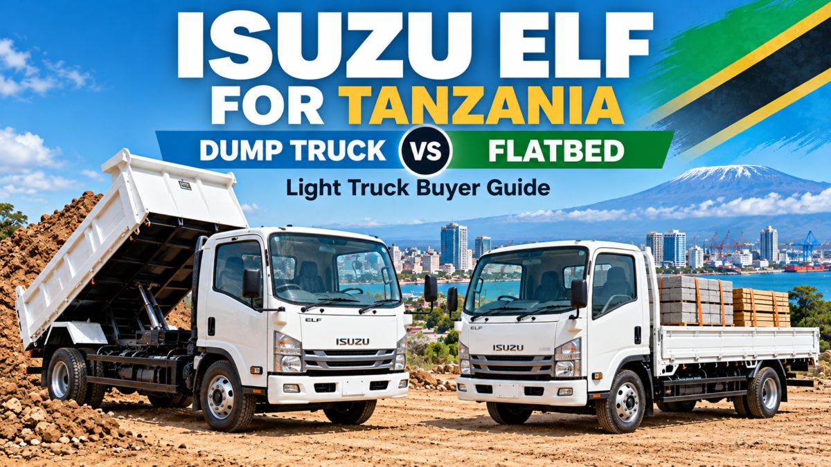 Isuzu Elf Tanzania dump truck and flatbed comparison