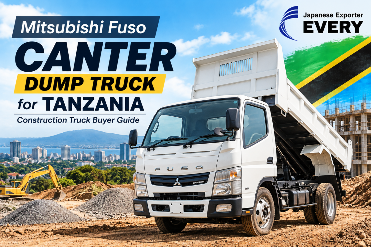 Mitsubishi Fuso Canter dump truck for construction work in Tanzania