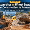 Excavator vs wheel loader Tanzania buyer guide comparing Japanese used construction machinery for digging, loading and earthmoving